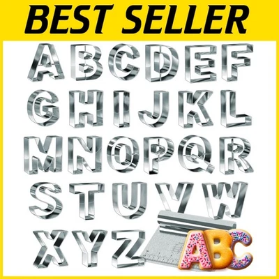 Juego de Cortador de Galletas ABC Premium - 26 Cortadores Grandes de Acero Inoxidable para Alegría de Hornear Foto 1 de 4