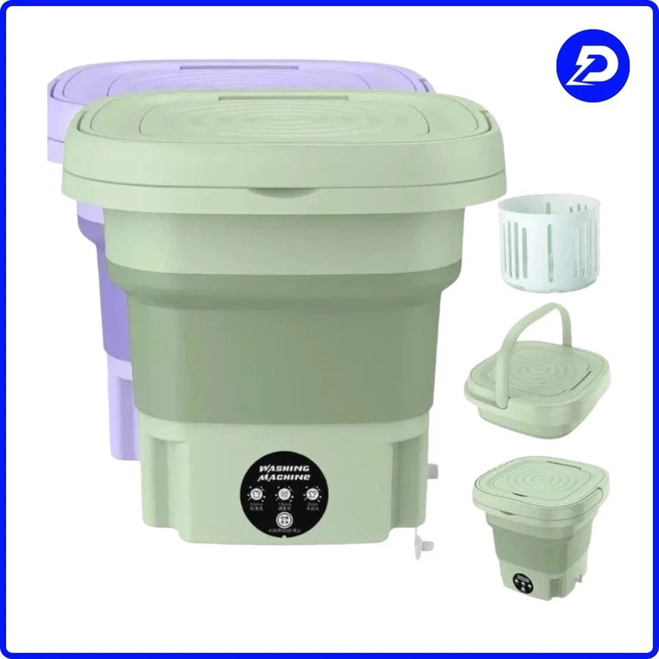 MINI LAVATRICE PORTATILE PIEGHEVOLE COMPLETA SECCHIO 9 LT CENTRIFUGA 3 PROGRAMMI