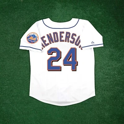 Camiseta deportiva blanca alternativa para hombre Rickey Henderson 1999 New York Mets con parche de equipo Foto 1 de 4