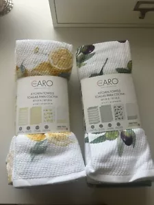 Set di 2 asciugamani da cucina Caro Home 8 pezzi 100% cotone, colore giallo e verde - Foto 1 di 9