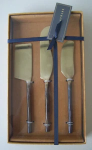 Pottery Barn Gift Set of 3 Burnished Gold Cheese Knives-NEW IN BOX - Picture 1 of 4