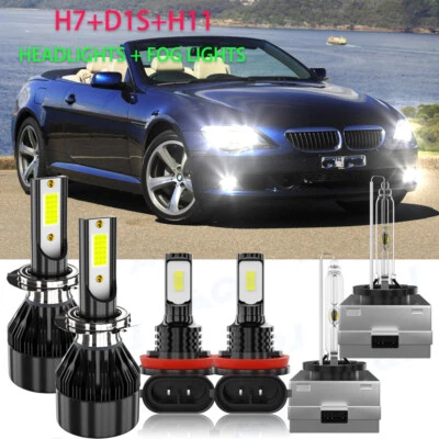 For BMW 650i 2008 2009 2010 Front LED/HID Headlight Hi Lo Beam Fog Light Bulbs Foto 1 de 4