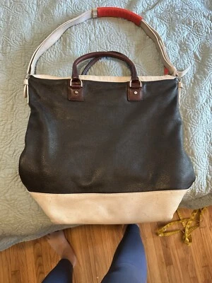 Bolso de mano grande Diane Von Furstenberg negro blanco con asa roja para mujer Foto 1 de 4