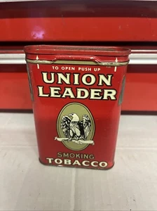 Vintage UNION LEADER Smoking Tobacco Tin Box P. Lorillard Company - Picture 1 of 4