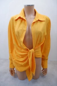 Jacquemus Damen "Le Splash" Leinen Shirt Bluse Top Größe 36 Uk 8 Orange Lang - Bild 1 von 11
