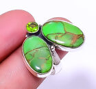 Copper Green Turquoise & Peridot Gemstone 925 Sterling Silver Ring Adst. (R68) 0