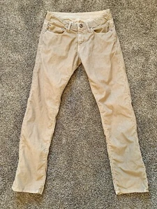 VTG Y2K straight leg low rise curvy Brass Button TAN CORDUROY Pants JEANS 35x33 - Picture 1 of 10