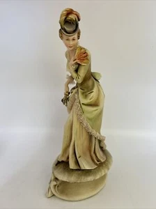 Vintage Antonio Borsato Italien Keramik Figur Frau mit Fächer 8,5" groß Interco - Bild 1 von 12