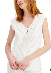 Top ALFANI para mujer blanco/con rayas negras manga cuello en V L nuevo con etiquetas precio final - Imagen 1 de 8