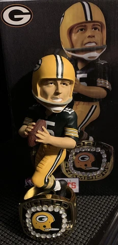 Bart Starr Green Bay Packers Championship Ring Bobblehead W/ Original Box! /360 Cover