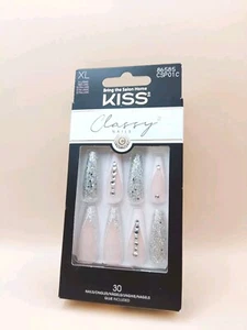 Kiss PREMIUM CLASSY Nails XL Coffin Strass Glitzer 30 Fingernägel Zubehör CSP01 - Bild 1 von 4