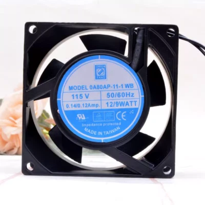 1 PCS  ORION FANS Fan 0A80AP-11-1 WB AC115V 0.12A 8038 8cm 2 wire Aluminum frame - Image 1 of 3