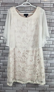 Connected Apparel White Lace Overlay Dress Size 10 Petite Formal Wedding Dress - Picture 1 of 5