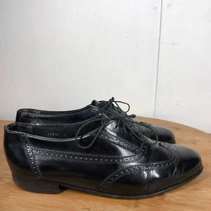 Bruno Magli Schuhe Herren 9 W schwarz Leder Oxford-Schuhe elegant Budapester Vintage formell - Bild 1 von 17
