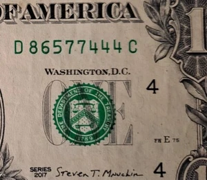 Número de serie de lujo serie de billetes de $1 2017~86577444~ ((escalera 4-5-6-7-8)) - Imagen 1 de 3