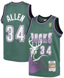 Ray Allen Milwaukee Bucks Mitchell & Ness Hardwood Classics Jersey (Youth Sizes) - Picture 1 of 4