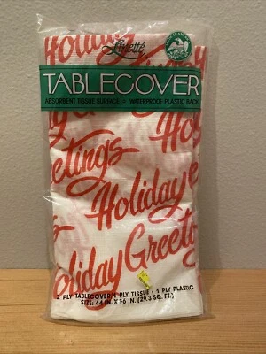 Mantel mantel vintage de Navidad de 2 capas 44” x 96” EE. UU. NUEVO saludos navideños Foto 1 de 4