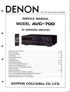 Original Denon AVC-700 Service Manual - Picture 1 of 1