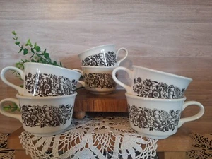 Set of 6 Vntg Brown Transferware Royal Jeanette Cups,Made in USA... - Picture 1 of 8
