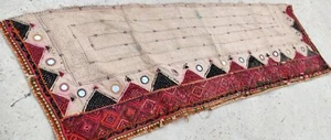 51" X 16" VINTAGE MIRROR EMBROIDERY RABARI ETHNIC DOOR WALL TRIBAL HANGING - Picture 1 of 6