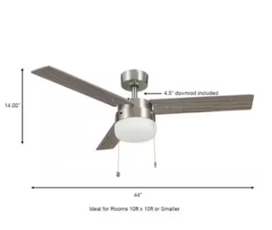 Hampton Bay Montgomery II 44 in. Indoor Brushed Nickel Ceiling Fan w/ Light Kit - Picture 1 of 6