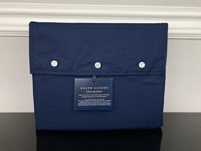 Ralph Lauren Lovan Jacquard Organic Cotton Extra Deep Fitted Sheet Navy CAL KING - Image 1 of 3
