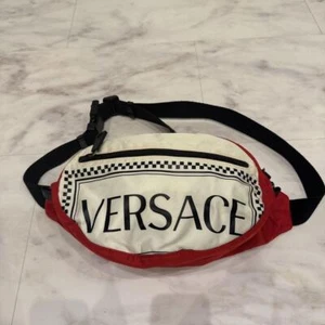 Versace Medusa Circle Logo Waist Pouch Polyester Red used From JAPAN 2504SM - Picture 1 of 5
