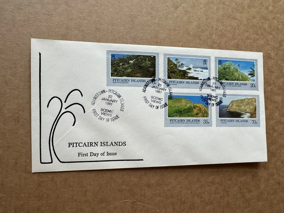 Pitcairn Islands 1981 FDC (57) Pitcairn Scenery #198-202 +Cachet +Gorgeous - Image 1 of 1