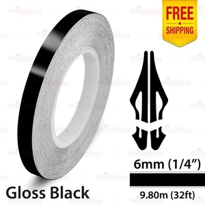 1/4" 6mm PinStriping Pin Stripe Tape Styling Decal Vinyl Sticker GLOSS BLACK - Picture 1 of 12