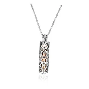 Urn Necklace for Ashes Hollow Flower Cylinder Pendant Necklace Vial Cremation - Picture 1 of 8