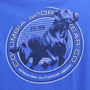 Columbia Sportswear Hombre Grande Manga Corta Camiseta Azul Retriever Perro Gráfico - Imagen 1 de 6