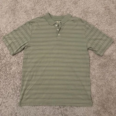 Camisa polo David Taylor para hombre mediana manga corta verde a rayas mezcla de algodón Foto 1 de 4