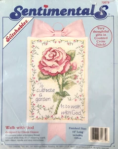 Sentimentals WALK WITH GOD Counted Cross Embroidery Stitch Kit #72075 Roses Gift - Picture 1 of 3