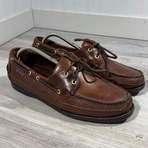 Zapato de barco de cuero marrón con cordones Sebago Docksides talla 10,5 WW - Imagen 1 de 9