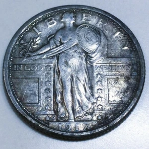 1917-D Tipo 1 Quartiere Liberty in piedi Bellissima Moneta Alta Qualità Rara Data - Foto 1 di 2