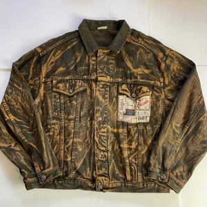 Giacca denim oversize Chipie vintage marrone David Bowie stampa posteriore taglia large - Foto 1 di 8