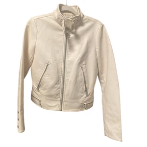 NWT Levi's Vegan Leather Latch Collar Moto Racer Jacket in Oyster - Picture 1 of 11