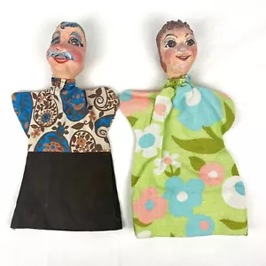 Two Antique Hand Made Paper Mache Puppet Dolls Vintage Papier-mâché Handmade - Picture 1 of 9