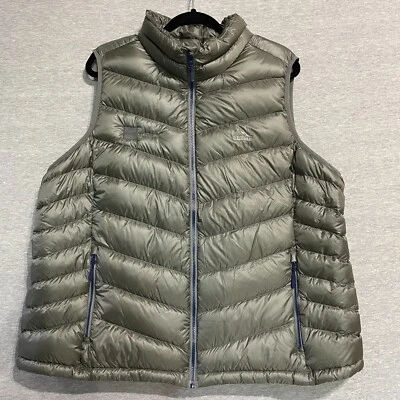 LL Bean Vest Womens 2X Plus Gray Goose Down Puffer Zip Downtek Pertex Quantum - Image 1 of 4