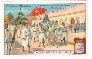 Tarjeta comercial vintage de Marruecos de 1906 SULTÁN EN MARRAKECH - Imagen 1 de 1