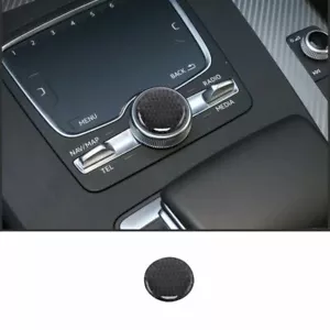 For Audi Q5 2018-23 Real Carbon Fiber Central Console Multimedia Knob Cover Trim - Picture 1 of 4