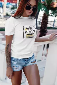 Hawaii Beach Surf Paradise Palm Sea Tree Short-Sleeve Womens Mens Unisex T-Shirt - Picture 1 of 10