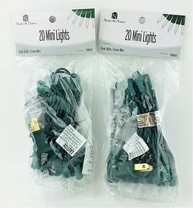2 Pks 20 WHITE Mini String Indoor Lights Green Wire Decoration Holiday Flashing - Picture 1 of 4