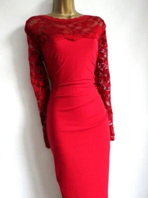 Phase Eight red floral lace bodycon dress size 14 - Image 1 of 4