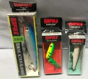 Lot of (3) RAPALA Lures in Boxes: XR-10 SB, J-7 FT, F-7 S - Picture 1 of 3