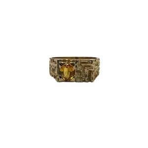 9ct 9k Yellow Gold Yellow Citrine Men’s Signet Ring Size U. Brand New - Picture 1 of 10
