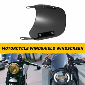 Universal 5"-7" Round Headlight Motorcycle BLACK Windshield Windscreen For Honda - Bild 1 von 9