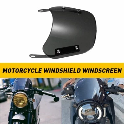 Universal 5"-7" Round Headlight Motorcycle BLACK Windshield Windscreen For Honda - Image 1 of 4