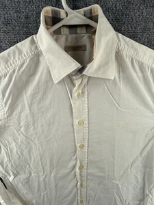 Burberry Brit Medium White Long Sleeve Button Up Shirt Men Cotton Stretch Spread - Picture 1 of 18