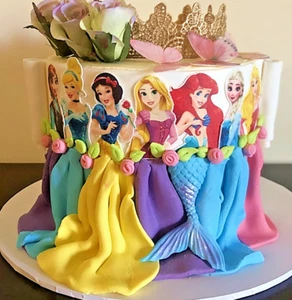 Princess Cake Toppers Edible Icing Images Cut Out Elsa Jasmine Anna Belle #551 - Picture 1 of 8